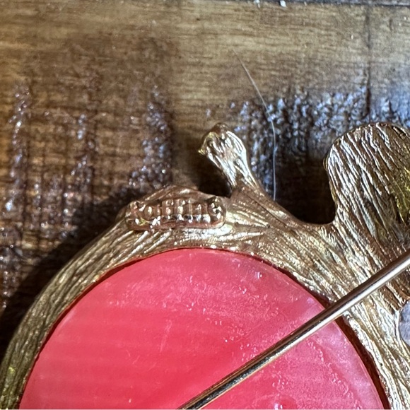 Vintage Estate Signed Raffine Victorian Carved Cameo Brooch Pin Gold With Angel - Picture 5 of 11